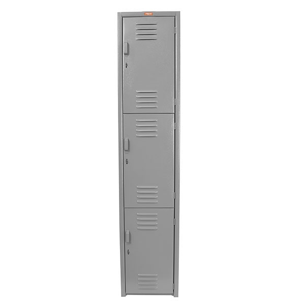 B2 Locker Metálico 3 Puertas Color Gris LOCC-3P37-GR Frente-min